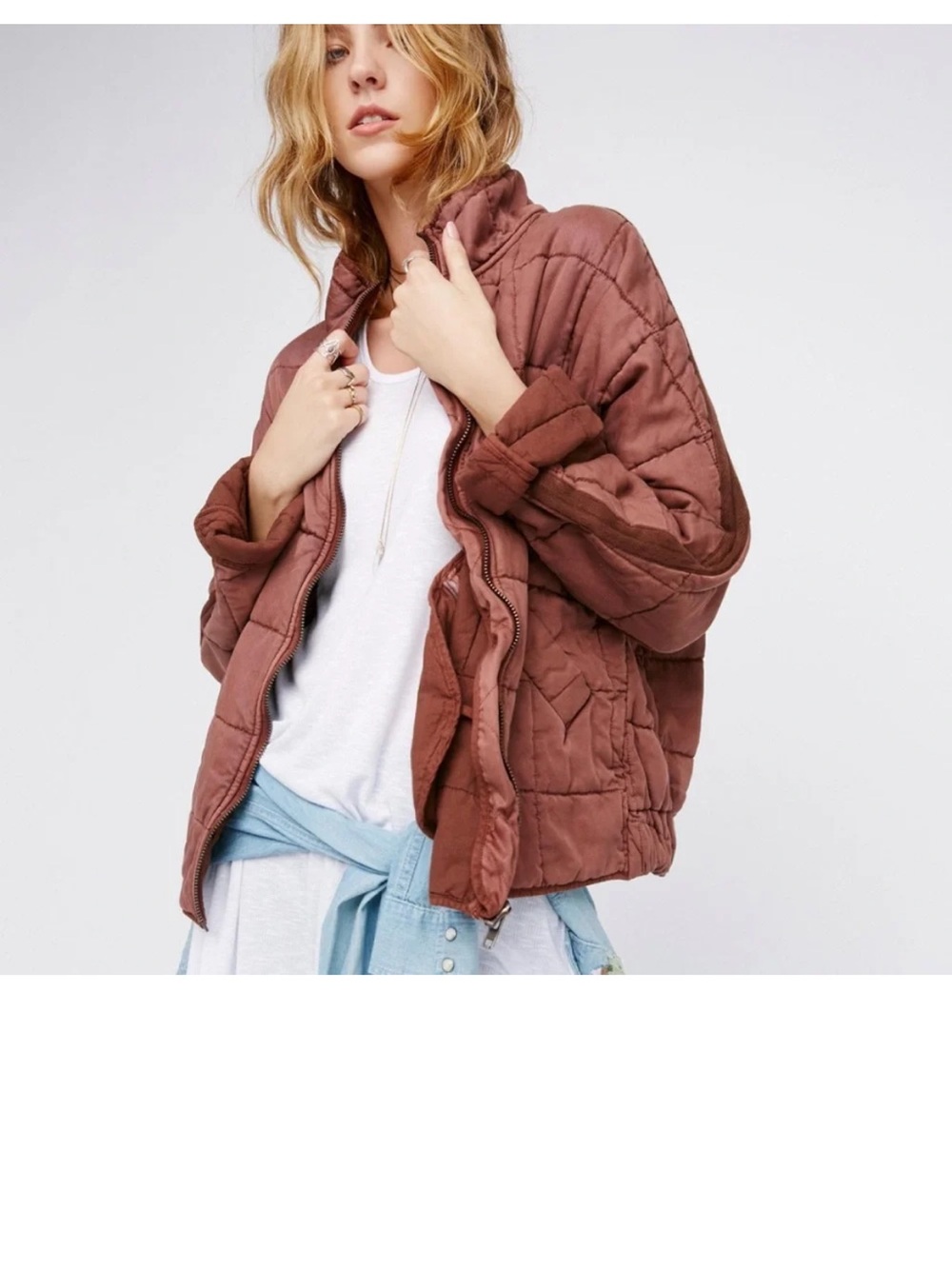 Free People Quilted Dolman Jacket Lyocell